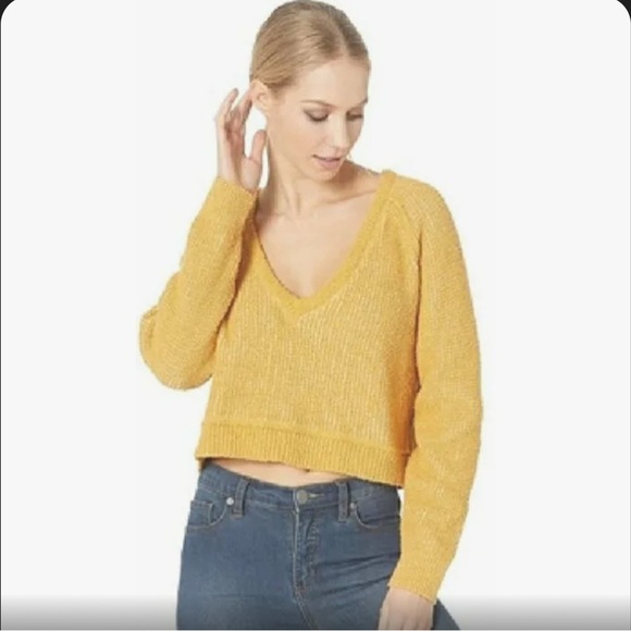 Free people De Soleil Yellow Crop Sweater | Color: Yellow sz medium - Picture 1 of 4